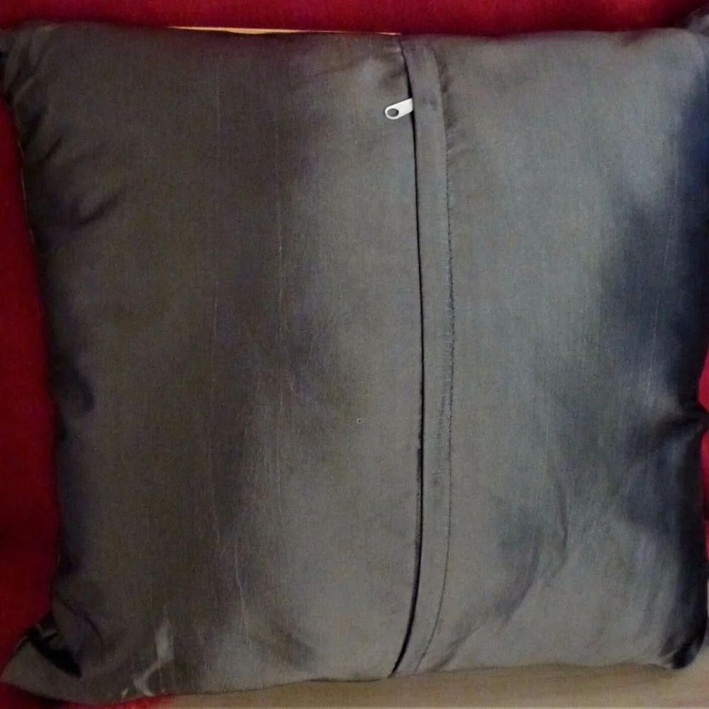 Bountiful Satin Bamboo Gray Tan Botanical Fern Throw Pillow New
